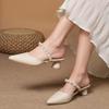 French Style Women's Mules Half Covered Head Slip-On Shoes Elegant Ladywear Outdoor Ladies Single Shoes Silk Upper Rubber Sole
