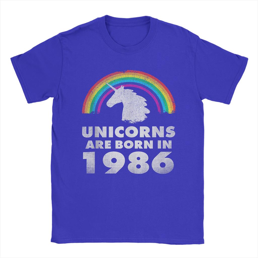 Unicorns 1986 40th Birthday 40 Years Old Men T Shirt  Novelty Tees Short Sleeve Crew Neck TShirt Pure Cotton Plus Size Clothing
