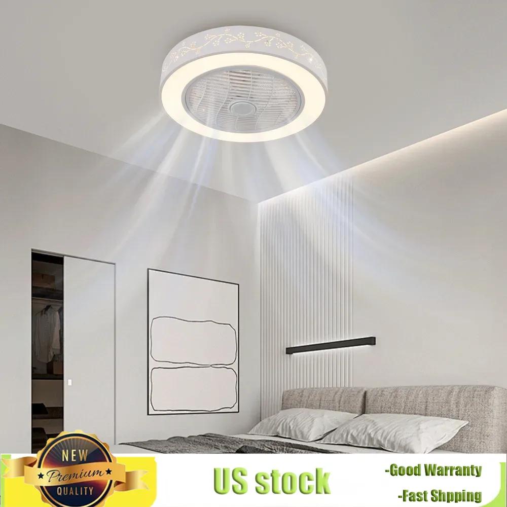 Bymaocar 22in Dimmable Ceiling Fan Light 3 Colors Modern Semi Flush Mount Low Profile Light Remote & Smart APP Control Lighting