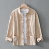 2026 Men's Chinese Style Cotton Linen Long Sleeve Tang Suit Hanfu Shirt, Plus Size Loungewear