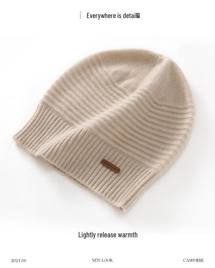 Unisex Thickened Solid Color Cashmere Hat - 100% Pure Cashmere, Seven-Needle, Autumn/Winter Style