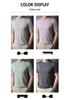 Men's Striped Round Neck Tencel Cotton Silk Short Sleeve T-shirt
