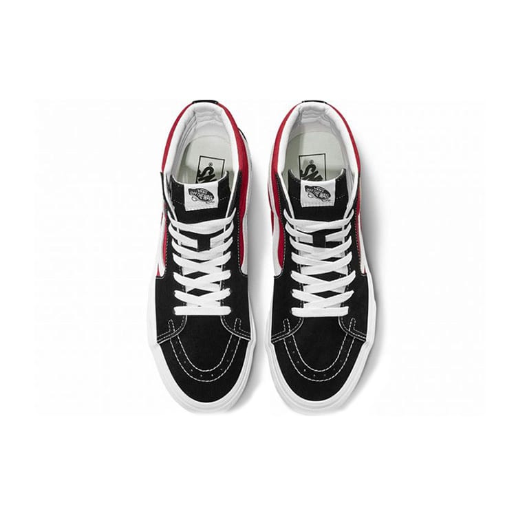Vans SK8 HI Logo na bočnici Černá Závodní červená Semišové Skateboardové boty 'Black Racing Red' VN0A4BV6SXX