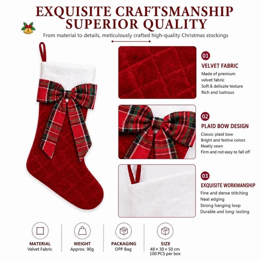 Velvet Christmas Stocking Gift Bag Padded Fireplace Hanging Ornament  Fireplace Decor