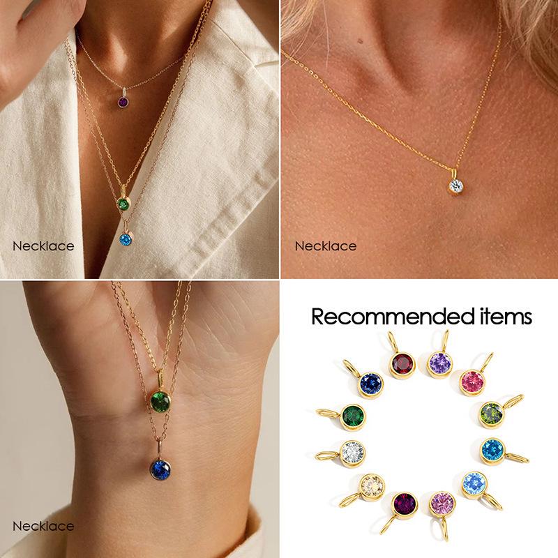 Twelve-Month Birthstone Pendant: 8mm Stainless Steel DIY Charms