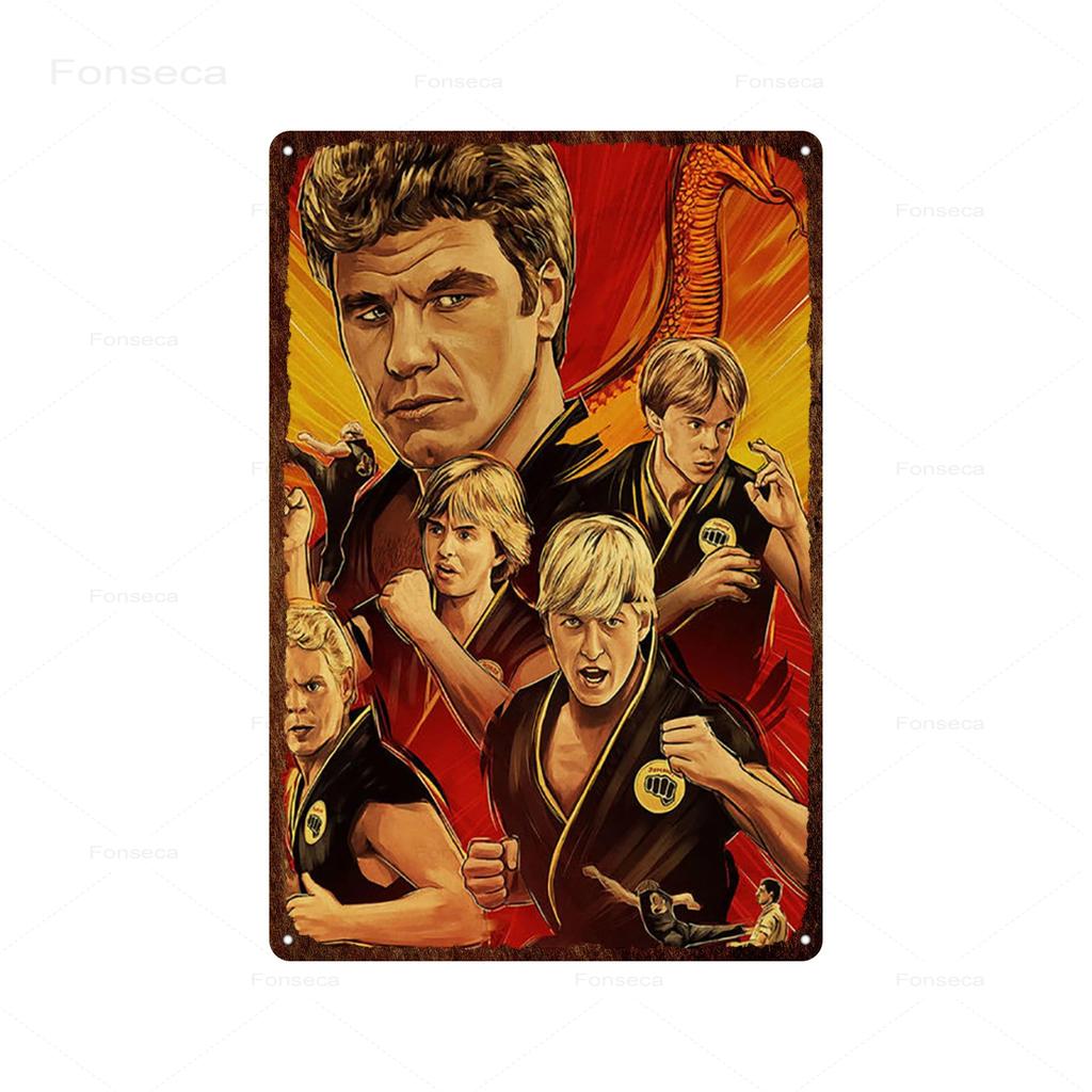 Klasický Kung Fu Komediální Film Kovové Plechové Značky Cobra Kai Retro Umění Nástěnná Samolepka Plakát pro Bar Místnost Domácí Dekorace Plechové Tabule
