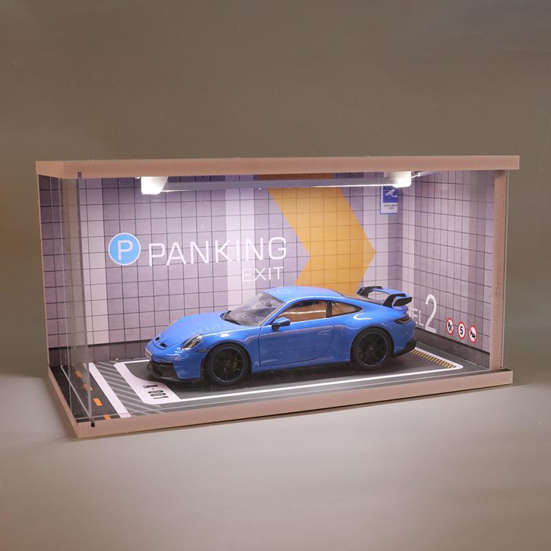 1:18 Car Models Parking Lot Solid Parking Garage Model With Lights And Acrylic Dust Cover