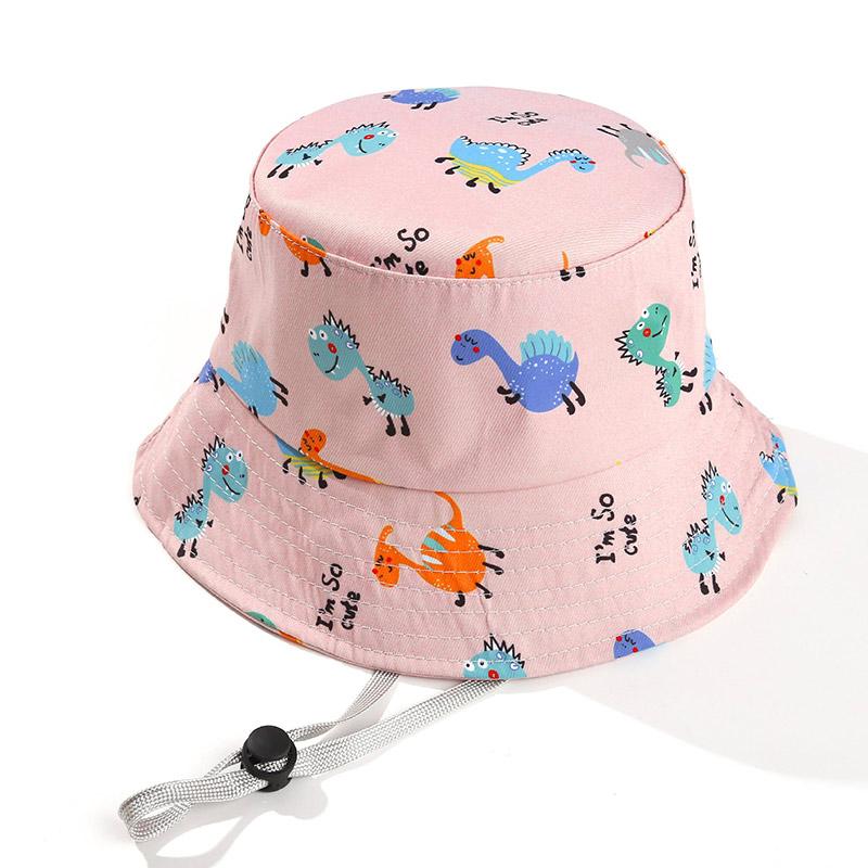 Cartoon Dinosaur Print Baby Bucket Hat Summer Outdoor Kids Boys Girls Sun Hat Cute Toddler Outdoor Beach Fisherman Cap