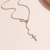 Trendy Minimalist Number 8 Tassel Cross Pendant Necklace for Women Fashion Layering Chain
