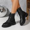Fashion 2025 High Quality Ladies Shoes Side Zipper Women's Fashion Lace-up Modern Boots Women New Plus Size Best Seller Mid-Calf Boots