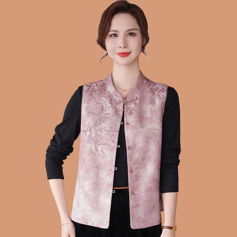 

2026 New Spring/Autumn Chinese-Style Thin Vest for Middle-Aged & Elderly Women - Fashion National Style Cape Coat XL (for 120-135 lbs)