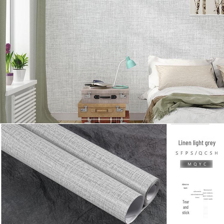 Gray Waterproof Self-Adhesive Wallpaper for Bedroom, Living Room, Dorm, or Shop Decor.