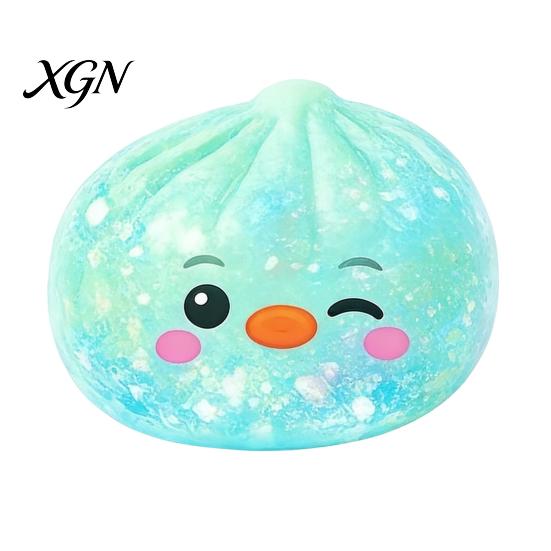 Portable Stress Reliever Cartoon Dumpling Squeeze Toy with Glitter, Relief Dough Kids Ball Fidget Toy, Soft Simulated Steamed Bun Sensory
