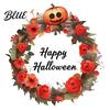 Decorative Seasonal Window Film Halloween Wreath Wall Stickers Happy Garland Decals Retro Autumn Pumpkin Stickers & Rose Waterproof PVC Decor