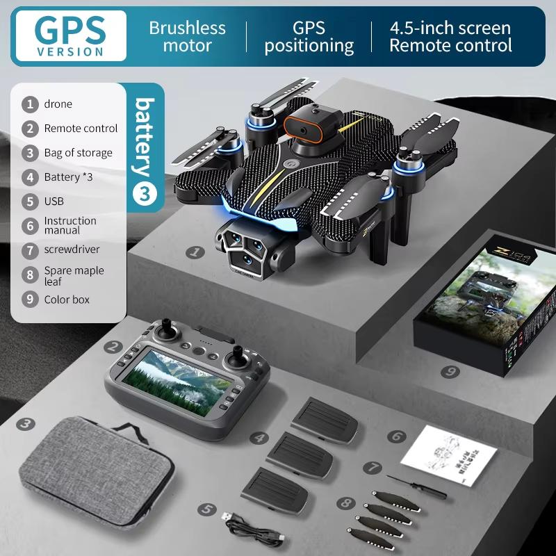 2025 New Z104 RC Drone Wide Angle 8K HD Professional Dual Camera WIfi FPV 4.5 Inch Screen Rc 360° Obstacle Avoidance Brushless Quadcopter Toy Gift