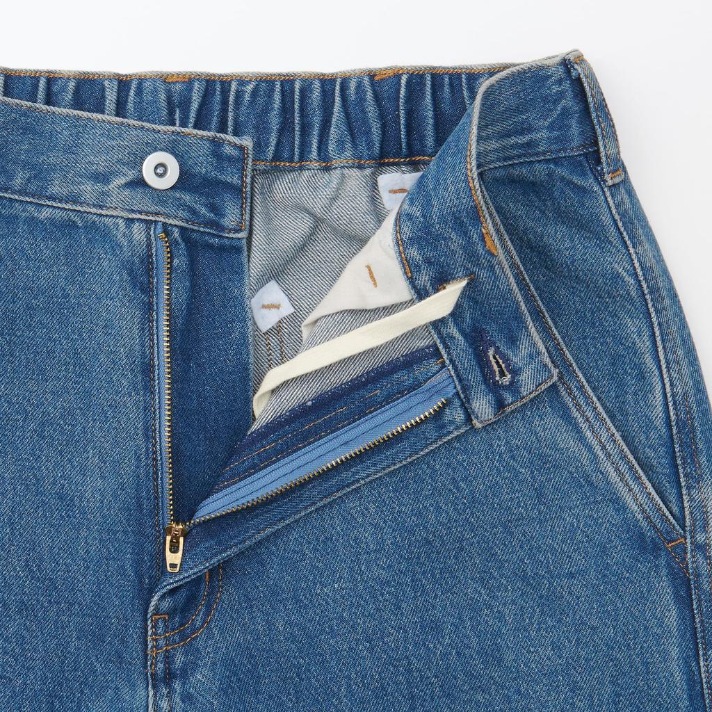 MUJI Men's Wide-leg Kapok-Blend Denim Pants (AE0Y7A4A), Blue, Size XL