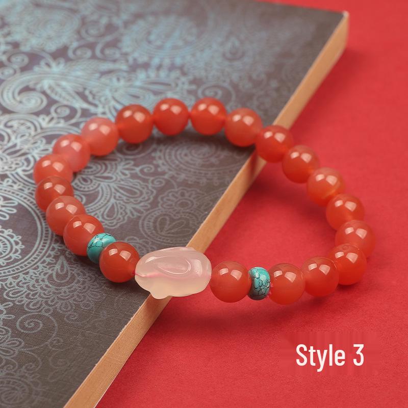 

Комплект браслета и подвески из агата нанхонгового вишнево-красного цвета - Натуральный стиль Яньюань для женщин