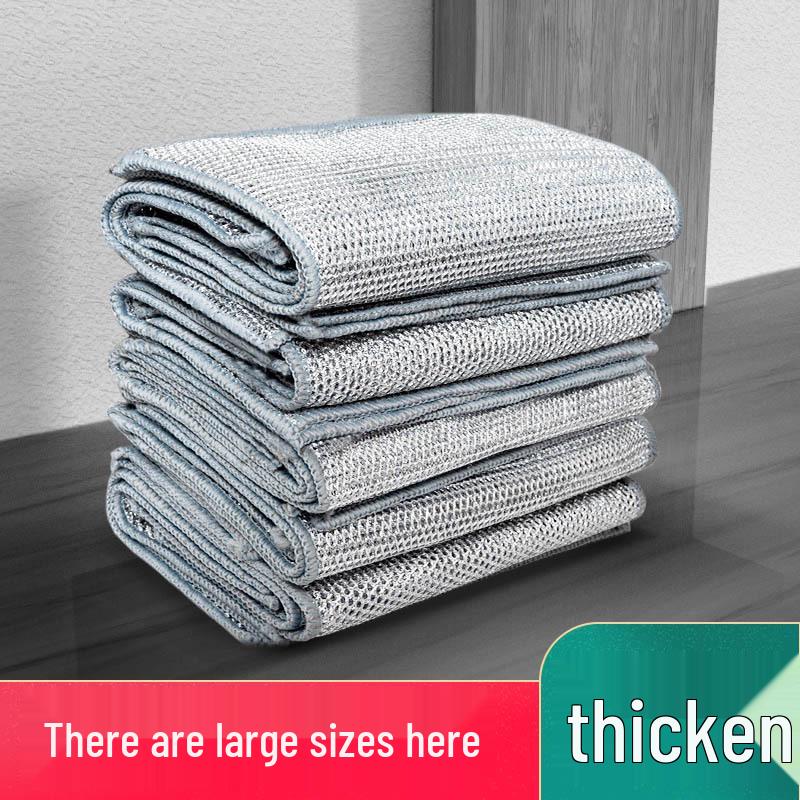 Double-Layer Steel Wool Dishcloth - Silver Wire Kitchen Scrubber 1 piece [no packaging]
