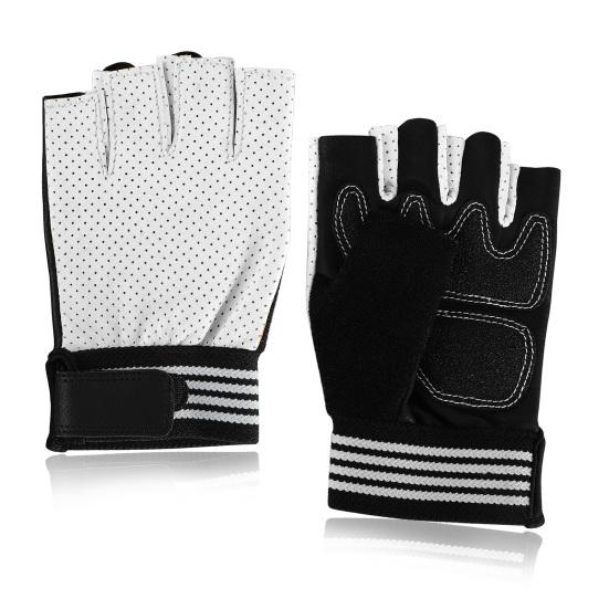 

Half Finger Biking Gloves Shock-Absorbing Anti-Slip Breathable Flexible Gloves for Cycling Hiking L чорний білий колір