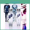 Conjunto de Disfraz de DJ Marshmello con Capucha, Guantes y Pantalones para Actuación de Halloween