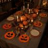 Set of 8 Halloween Pumpkin Coasters Cotton Rope Round Placemats with Various Face Designs Durable Table Protection Seasonal Decor