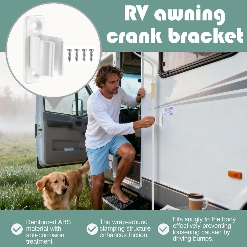 RV Awning Crank Bracket Organizer Hanger With Mounting Screws RV Awning Hand Crank Hanger For Shops Food Trucks Outdoor