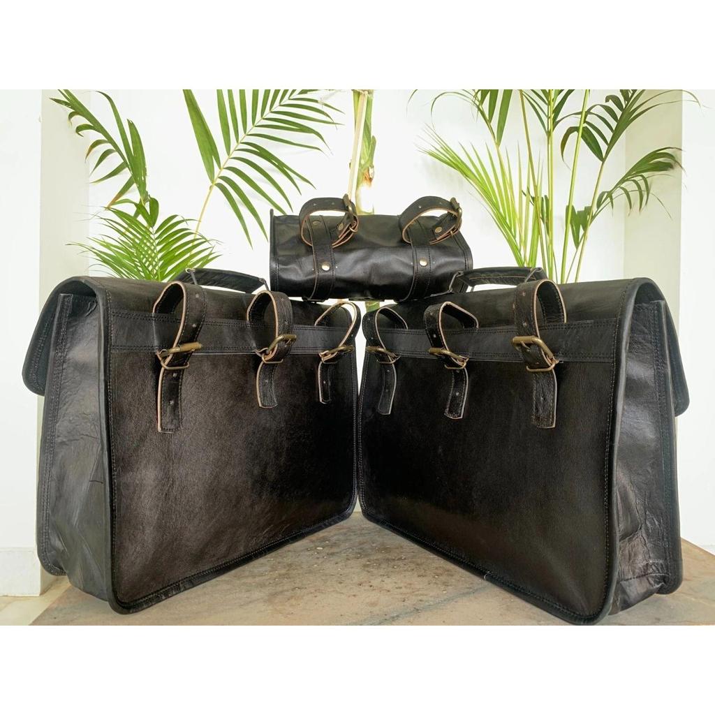Motorcycle Pouch Leather Two Bags Panniers Saddle Bag Saddlebags Father Day Gift