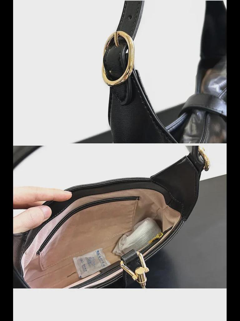 2024 High-End Women's Black Textured Shoulder Bag - Versatile White Fashion Messenger Bag