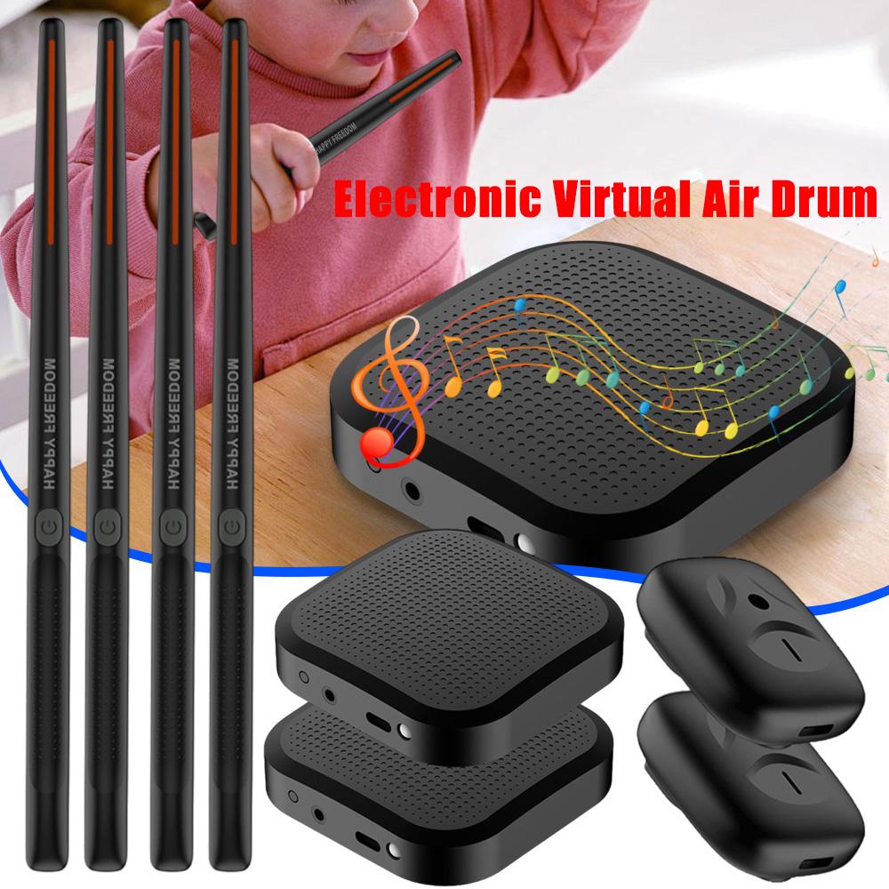 Portable Air Drum with Drumsticks Electronic Virtual Air Drum Drumsticks Pedals Virtual Reality Drum Kit Gift for Adults Kids
