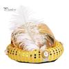 Accessory for Stage Shows Indian Sultan Hat, Shiny Sequins Feather Plume Cap, Novelty Arabian Comfortable Soft Lining Sequin Hat Prince Costume Dress