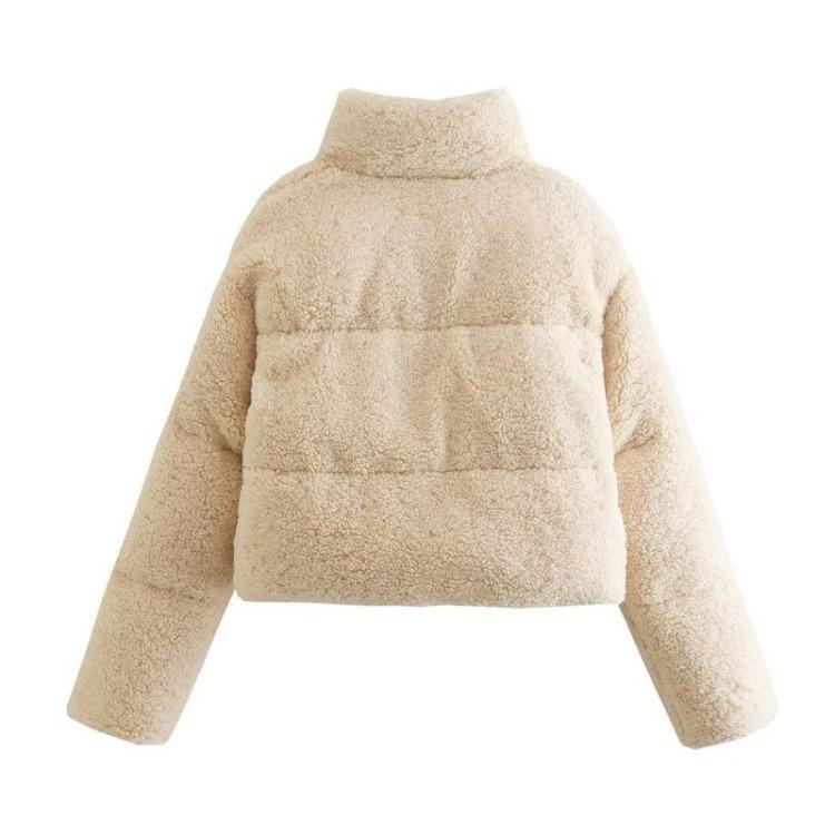 Women's Fashion Casual Loose Stand Collar Solid Color Thickened Warm Coat Jacket