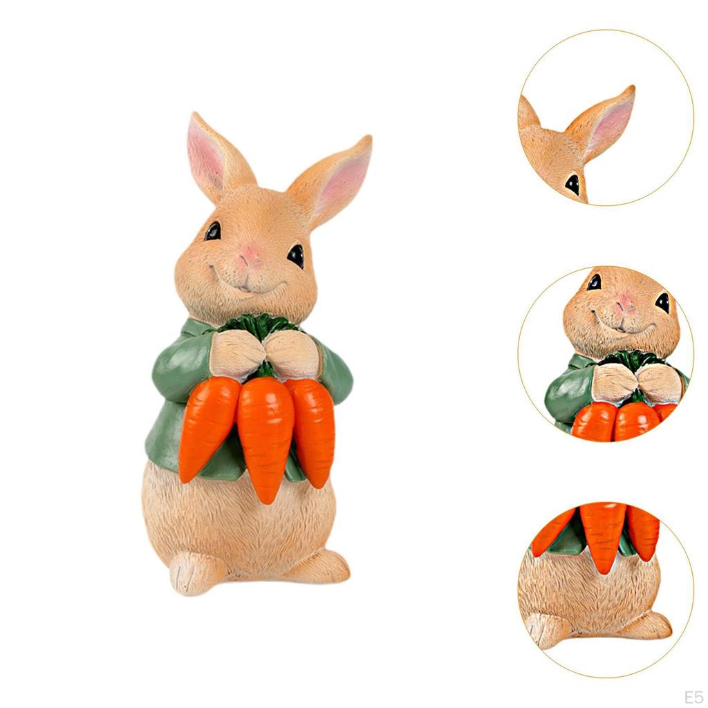 Bunny Figurine for Easter, Rabbit Sculpture Tabletop Decoration