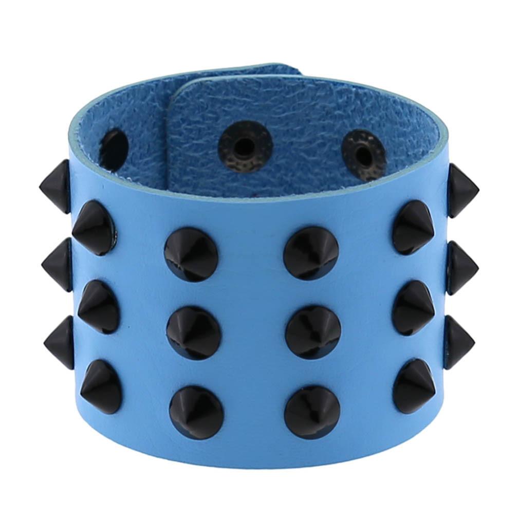 Gothic Punk Hip Hop Rock Spike Rivet Stud PU Leather Wristband Bracelet Bangle