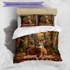 3PC Custom Name Autumnal Deer Majesty Bedding Set Duvet Cover Closure Includes 1 Duvet Cover & 2 Pillowcases for Bedroom