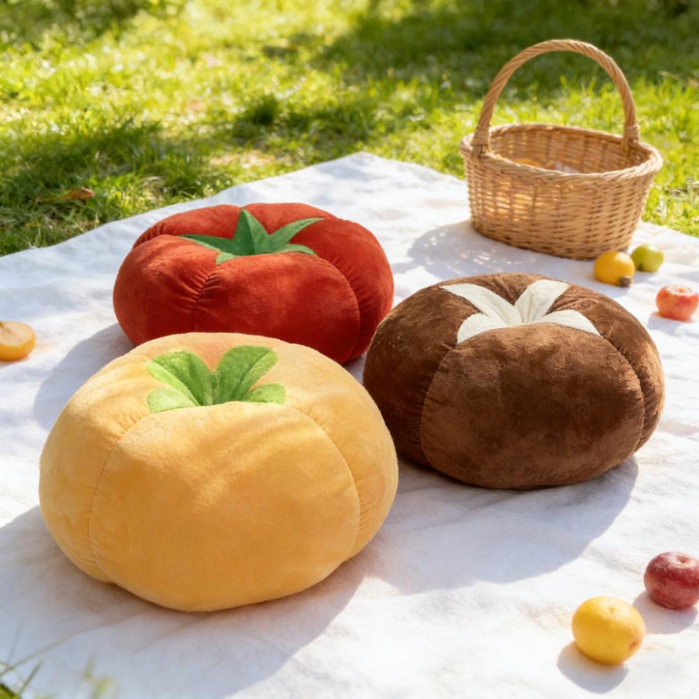 Zesílený polštář s polštářem ve tvaru rajčete Zelenina Houba Persimmon Kulatá podložka pod polštář na okenní parapet Polštáře do ložnice