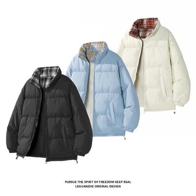 2025 Autumn/Winter Plus Size Stand Collar Color Block Padded Jacket for Couples