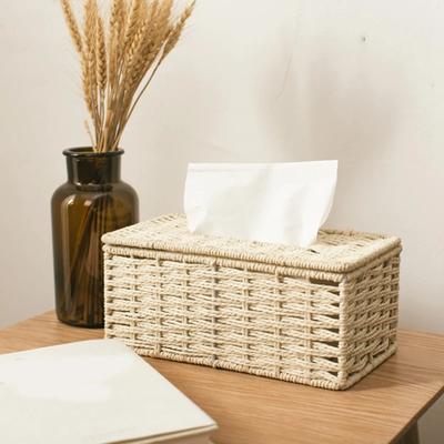 Rattan Tissue Box Vintage Serviettenhalter Fall Unordnung Lagerung Container Abdeckung Wohnzimmer Schreibtisch Dekoration