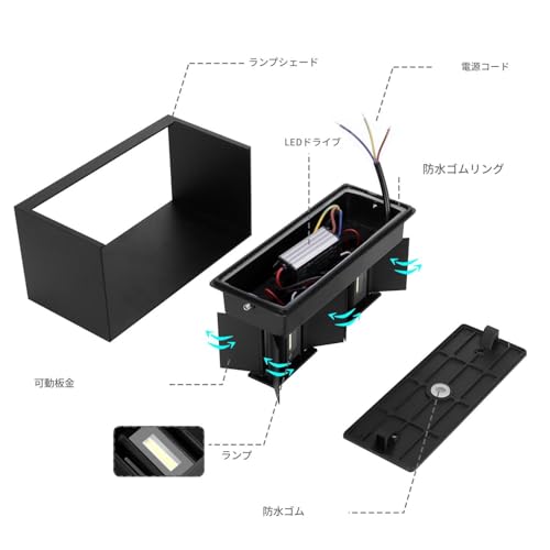 KAWELL Lighting 12W Bracket Light, Wall-Mounted Entryway Light, Spotlight, Adjustable Height and Beam Angle, Aluminum, Waterproof, IP65, Outdoor/Indoo
