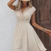 Spring/Summer 2025 French Holiday Lace Hollow V-Neck Dress - Floral Cut A-Line Skirt for Women