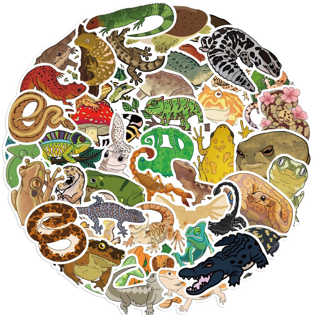 50 Cartoon New Reptile Graffiti Stickers Decorate Guitar Notebook Suitcase DIY Waterproof