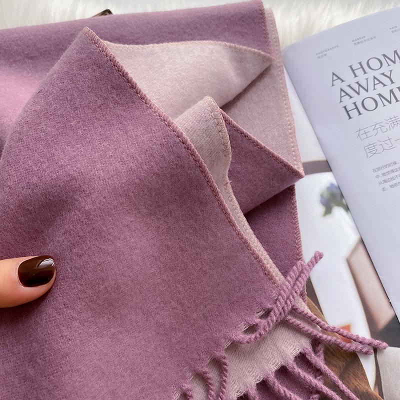 Weicher doppelseitiger Kaschmir-Imitat-Schal und Stola für Damen, Koreanischer Stil, schlicht, verdickt, Herbst- und Winterschal