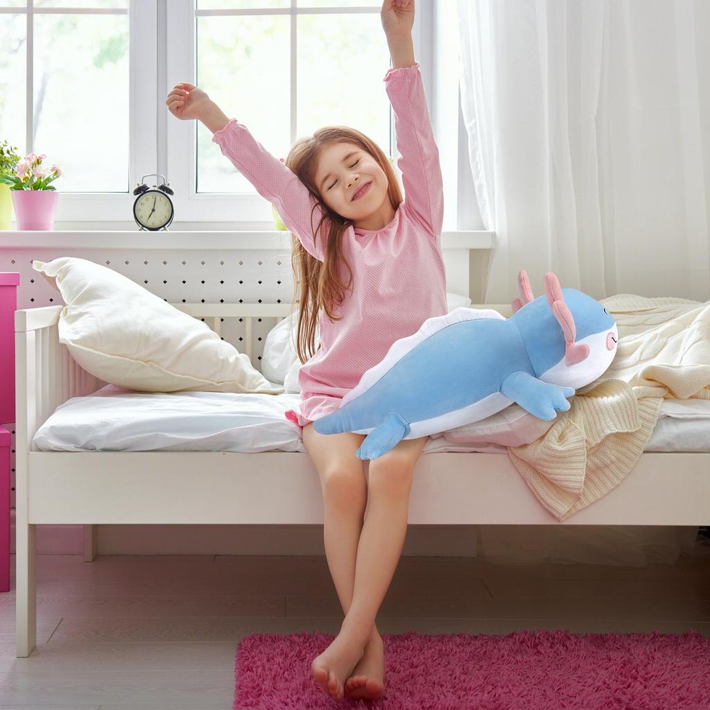 Puffpals Kasumi Salamander Plush Animal Body Pillow Fluffy and Squishy Body Pillow Gift (Blue (55cm))