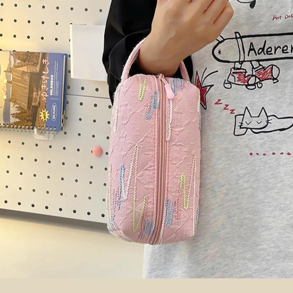 

Colorful cosmetic pouch pencil case multipurpose student bag розовый