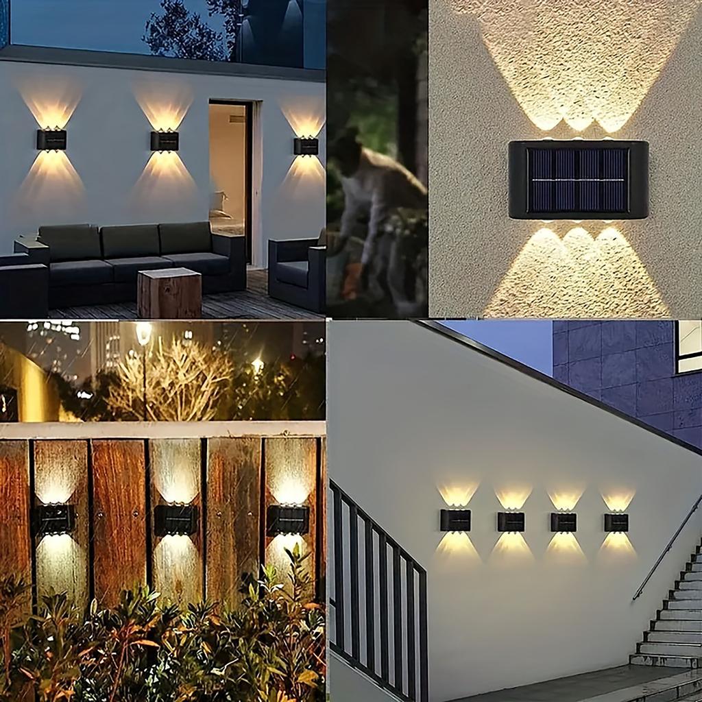 1PC Outdoor Solar Lights Up And Down Luminous Garden Decoration Outdoor Lights Warm Light Waterproof Wall Lamp