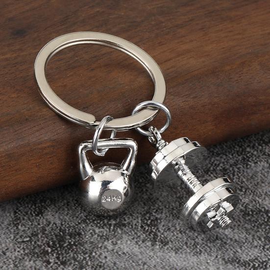 Keychain Pendant Metal Texture Weightlifting Charm Lightweight Portable Key Chain Backpack Bag Accessory