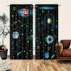 2 buc. Perdele Opace Vibrante cu Tematică Spațială - Imprimare Digitală HD cu Planete & Stele Colorate, Filtrează Lumina, Rezistente la Decolorare Po