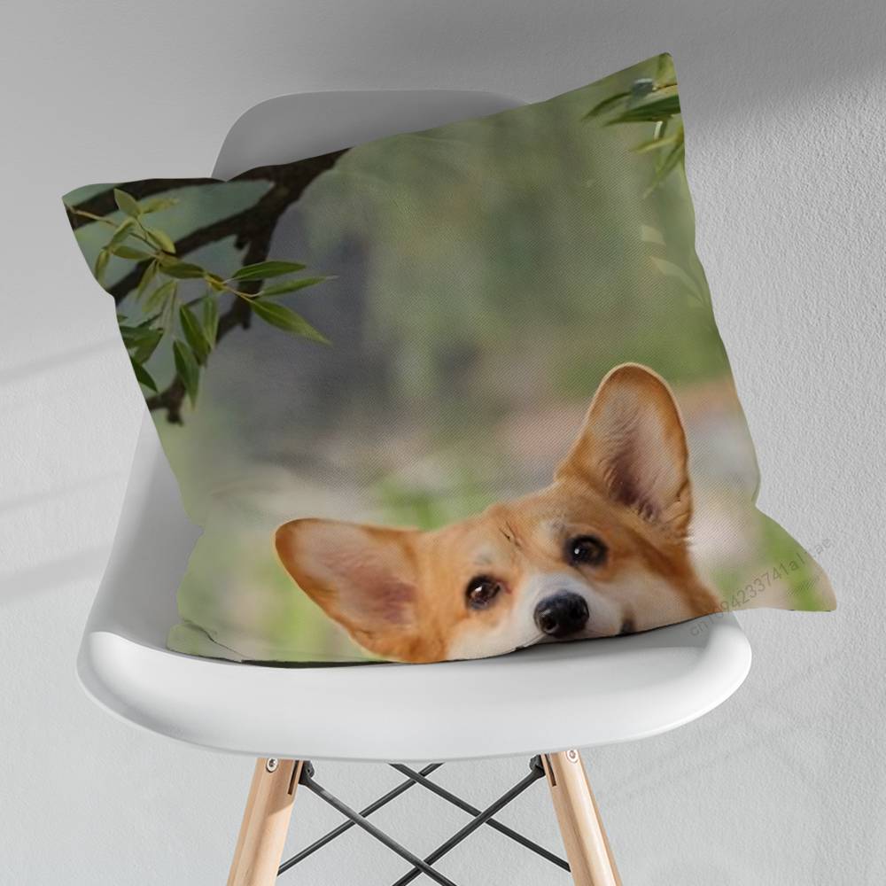 Cute Corgi Puppy pillow over living room sofa cushion cover home decoration bedroom room bed pillow cover