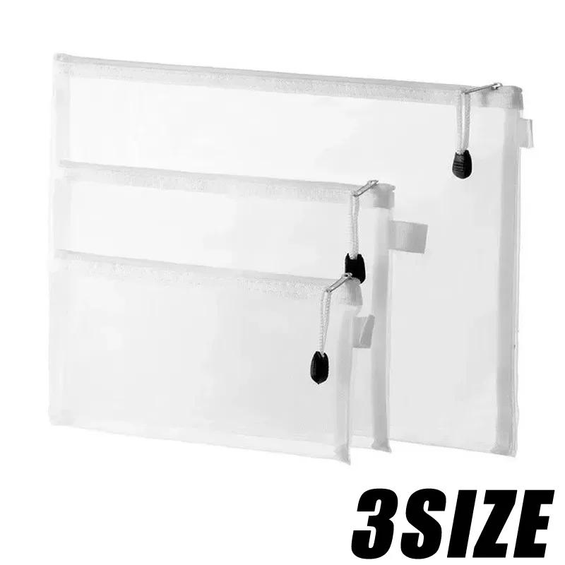 3/1PCS Waterproof Zipper Pouches Small Zippered Mesh Bags Large File Folder Bags Multipurpose Zippered Pouches Zip Storage Bags