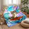 Surfing Cat Adventure 2 Theme blanket Lightweight Warm Flannel Blanket Decorative Throw Blanket for Home Decoration