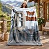 Detroit Tigers Custom Name Flannel Blanket Personalized Soft Warm Plush Throw Blanket Customized Gift for Family Friends